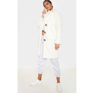 Longline cream teddy coat (slightly oversized fit)